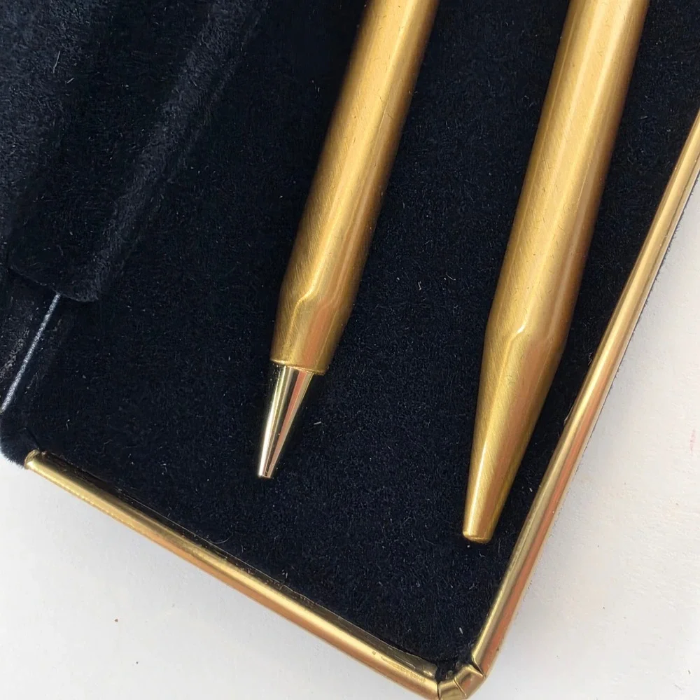 Vintage Centennial Gold Tone Pen and Pencil Set Made in USA with Case